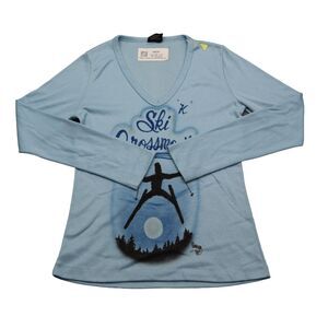 Ski Grossmont Airbrush Shirt Women M Blue Tee Long Sleeve with Initial K